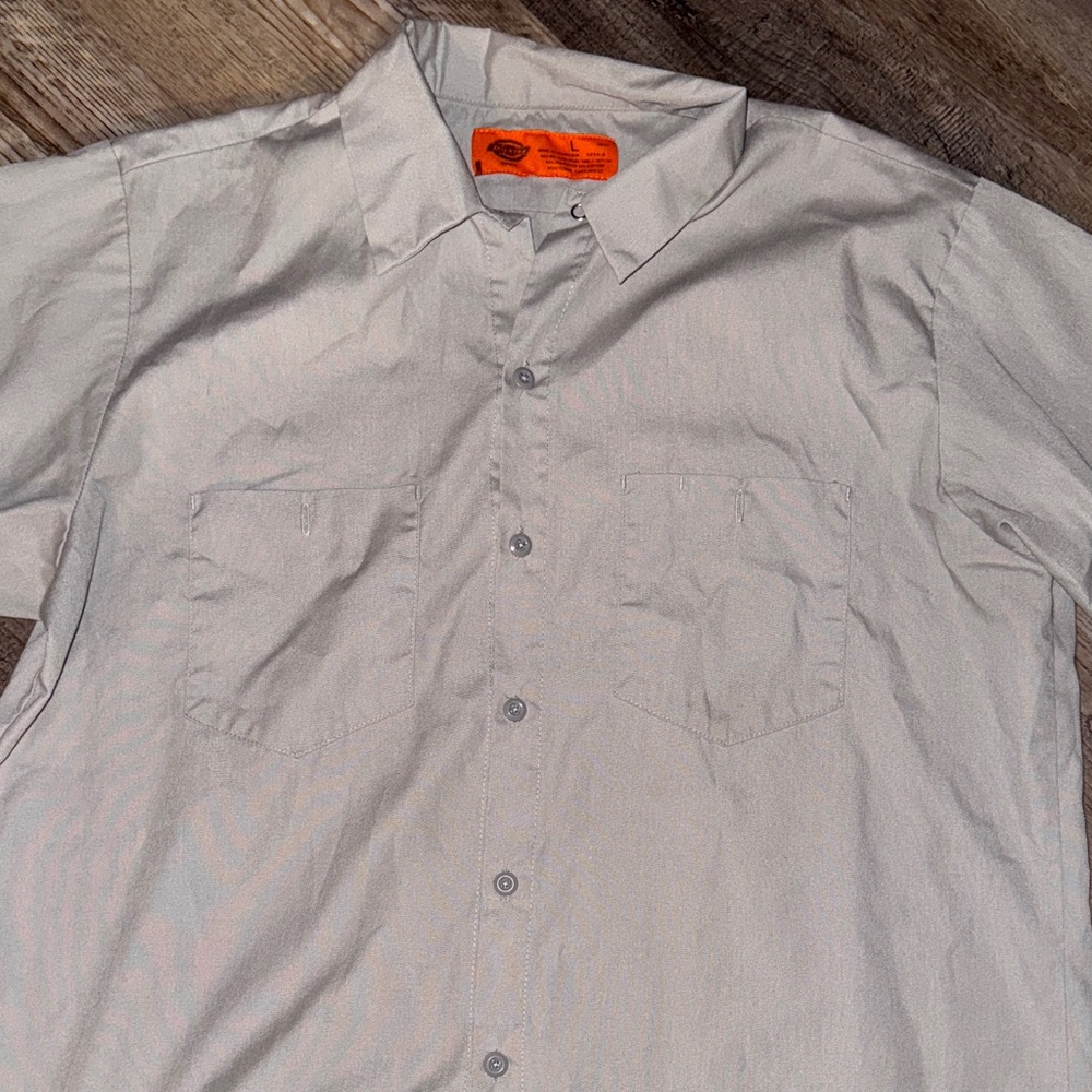 Dickies Light Gray Casual Button Down Shirt